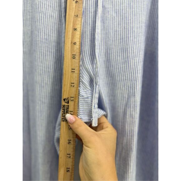 Per Se Womens Blue White Striped Drawstring Linen Blend Cropped Pants Size 1X - Picture 6 of 9